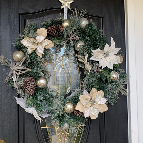 Christmas wreath super large outdoor door glitter holidays - Picture 10 of 13